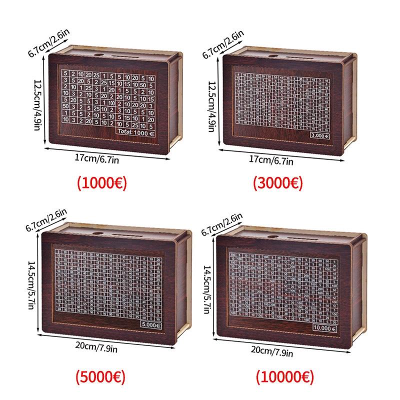 Деревянная копилка-свинка номиналом 1000/3000/5000/10000 евро с многоразовым использованием, с целью сбережения и числами, сундуками для денег