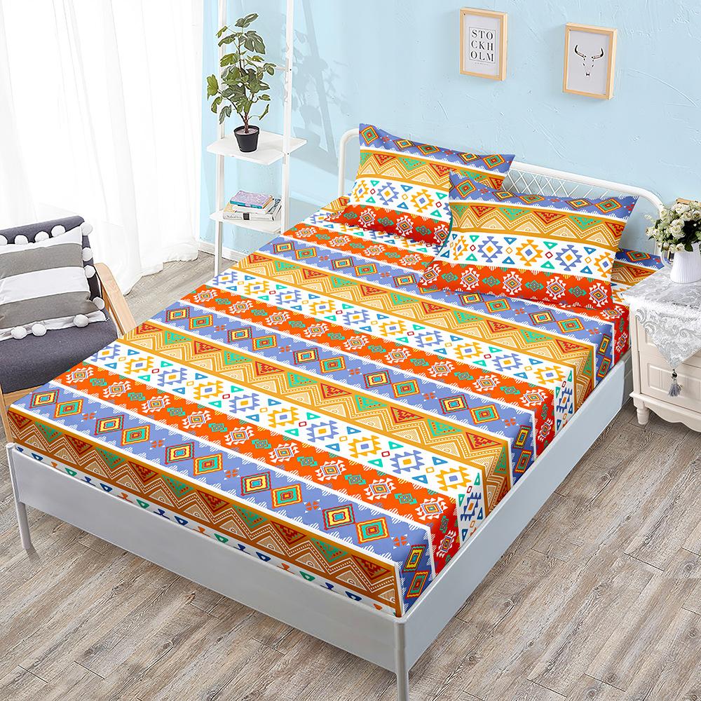 Three-Piece Mattress, Bed Cover, Bohemian Ethnic Style Mattress Protective Cover