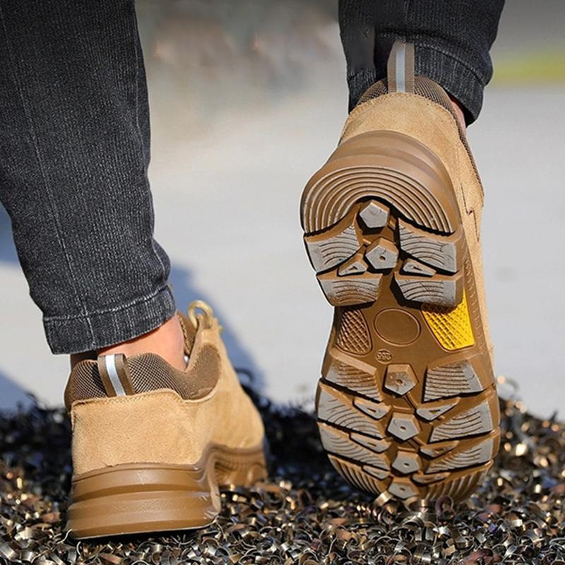 Oulylan Men Wear Resistant Safety Shoes Anti Puncture Work Boots Comfy Anti Slip Sneakers Steel Toe Anti Smashing Labor Footwear