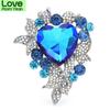 Crystal Sea Heart Brooches For Women Unisex Color Palace Style Color Love Party Office Brooch Pin Gifts