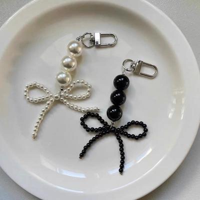 Брелок для ключей Ins Style Bowknot Pearls Metal Love Phone Подвеска для наушников Чехол для сумки Декор Брелок для ключей от автомобиля