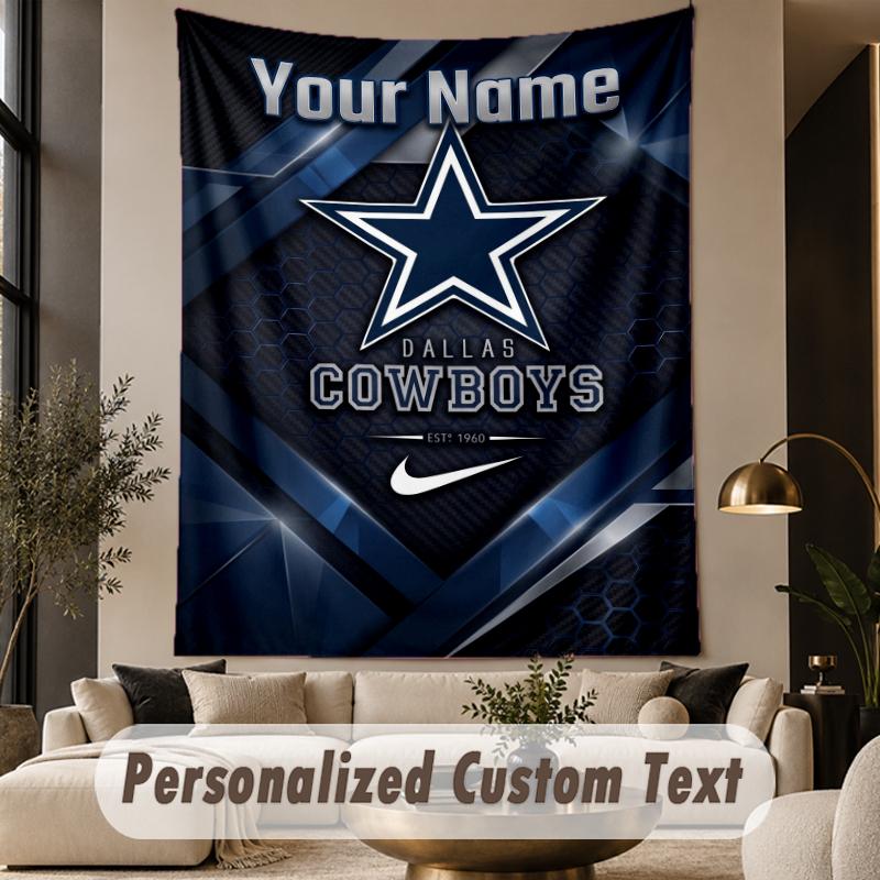 Custom Text Tapestry Dallas Cowboys Print Wall Tapestry Indoor Living Room Wall Decor