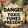 2D Flat 20*20cm1pc Danger Toxic Fumes Present Warning Round Wooden Durable Sign, Vintage Style Toxic Fumes Remind Signboard, Suitable For Outdo