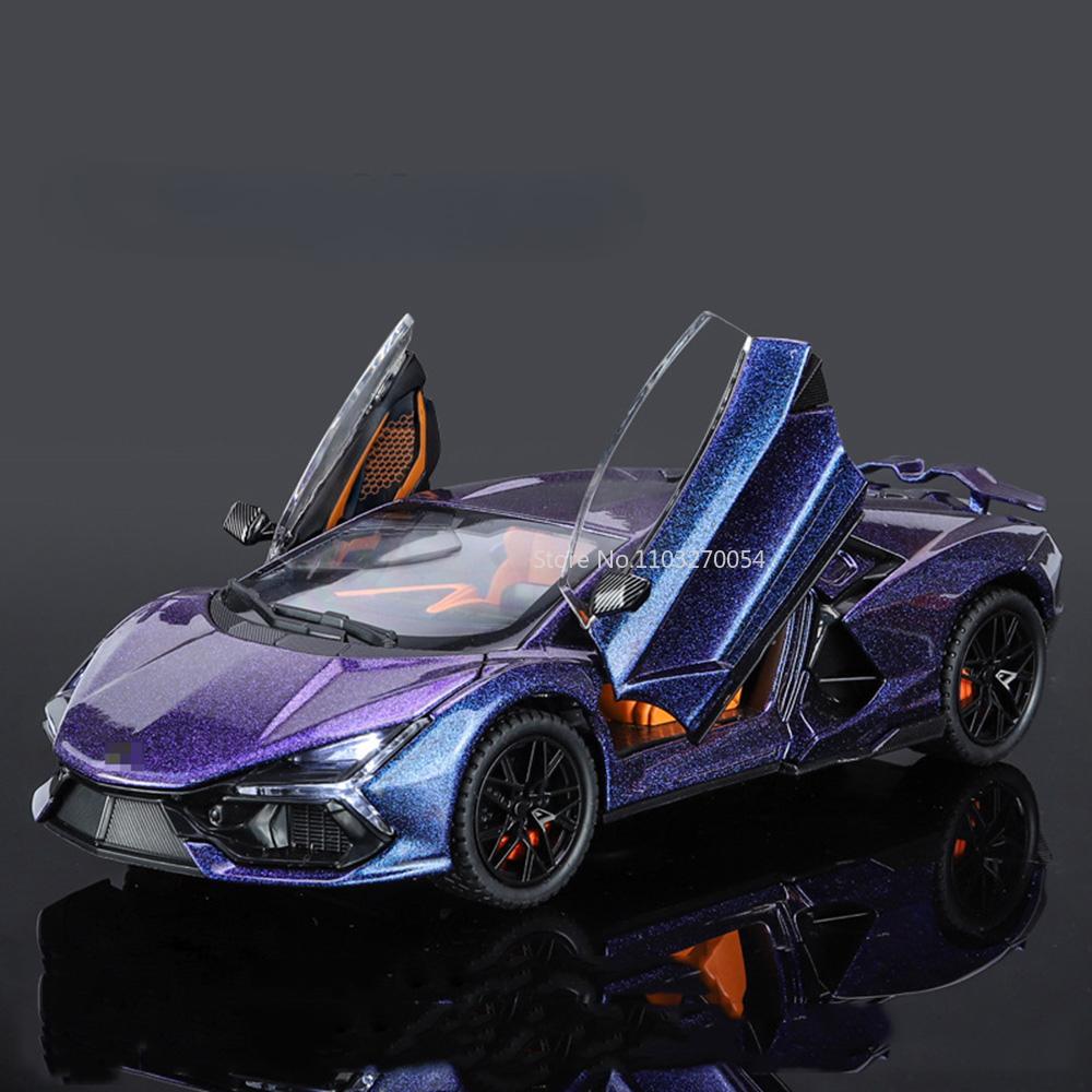 Масштаб 1/24 Aventador Сплав Литье под давлением Игрушечная Модель Автомобиля 4 Двери Открываются Резиновая Шина Звук Свет Полный Задний ход Машина Подарок Мальчику Декорация