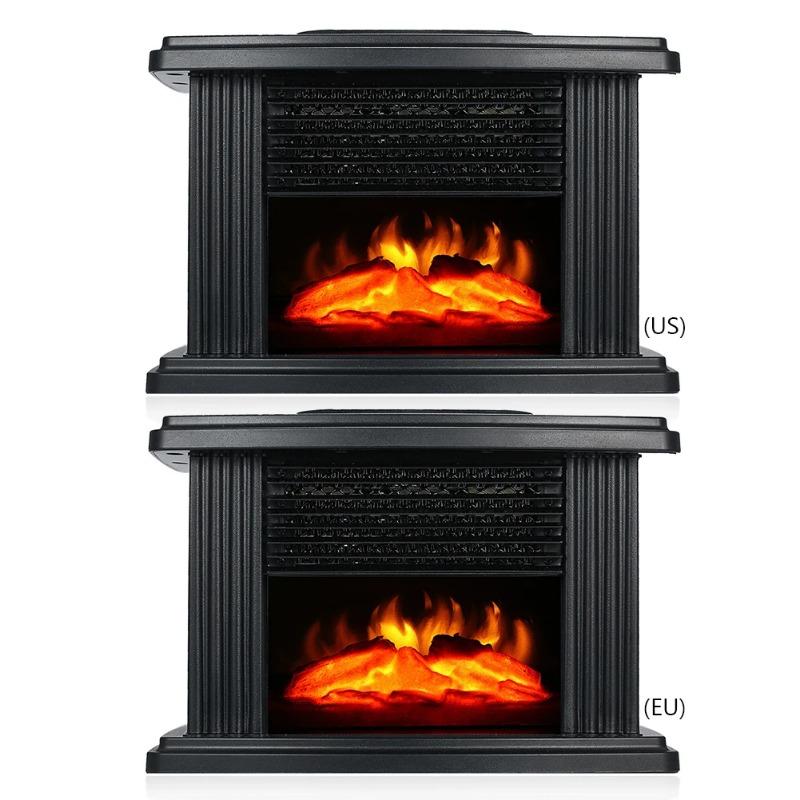Электрический камин-обогреватель Портативный камин с 3D-эффектом реалистичного танцующего пламени Энергосберегающий настольный обогреватель на теплом воздухе США ЕС