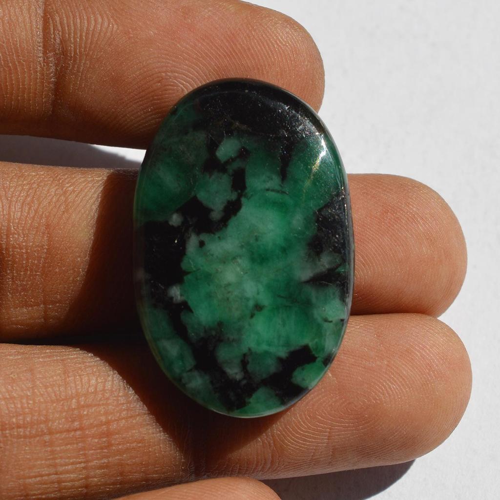 AAA+ Quality Natural Green Emerald Gemstone Cabochon, Oval Shape Emerald Cabochon, Size 33x21x6 MM (38 Carats)
