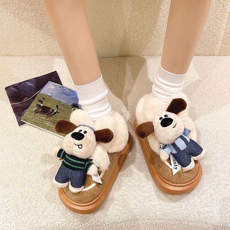 Ботинки женские милые мультяшные плюшевые хлопковые ботинки на осень и зиму 2024 года новые повседневные плюшевые зимние ботинки на толстой подошве женская обувь