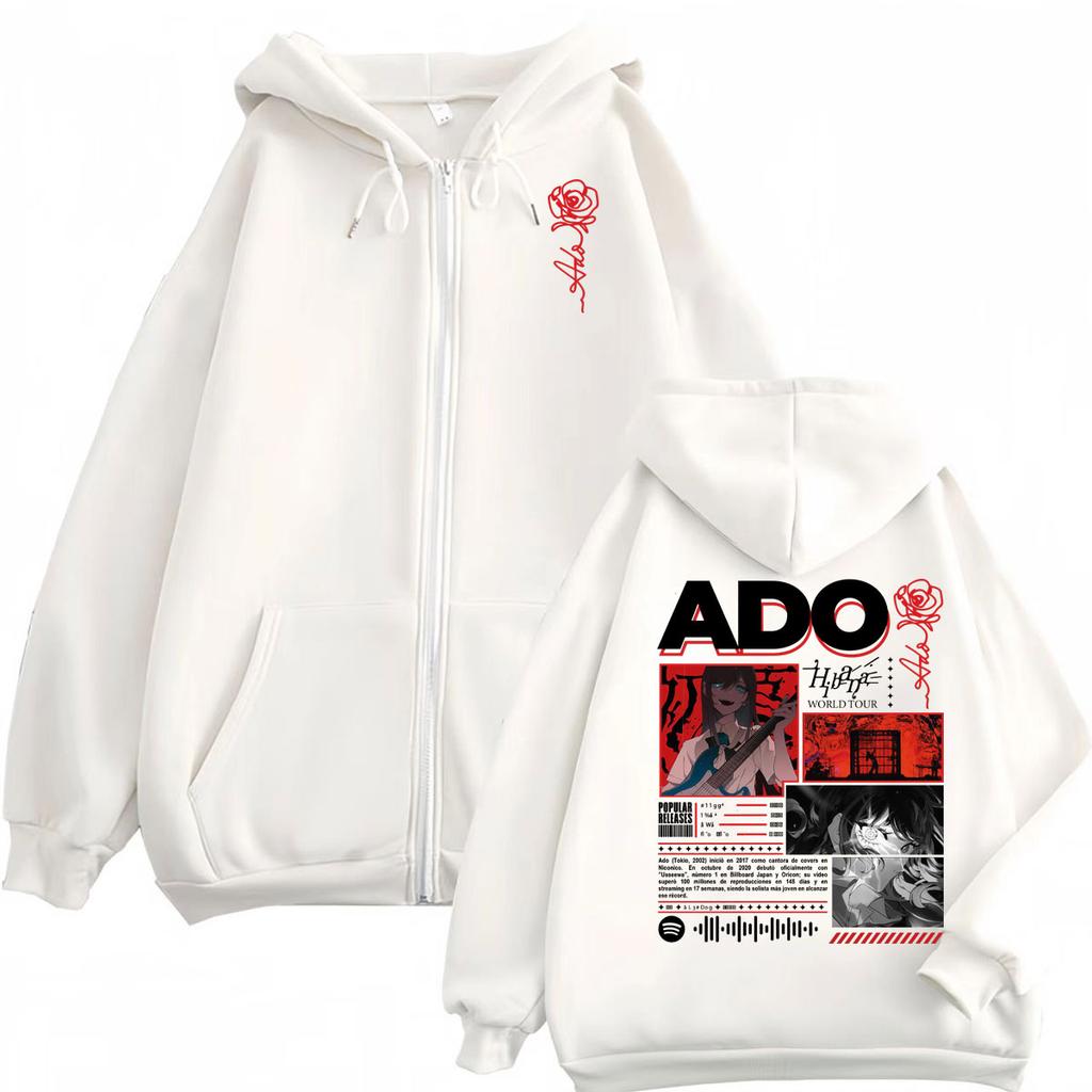 Худи на молнии Ado Hibana World Tour, Харадзюку, японский стиль, толстовки на молнии, мужские, женские, повседневные пуловеры оверсайз