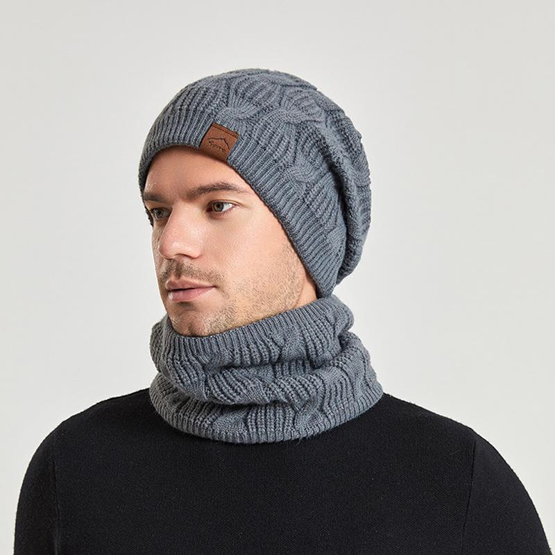 Осень-зима уличная теплая шерстяная шапка лыжная шапка шарф комплект мужские шапочки Skullies женские вязаная шапка бархатная утолщенная шапка Балаклава