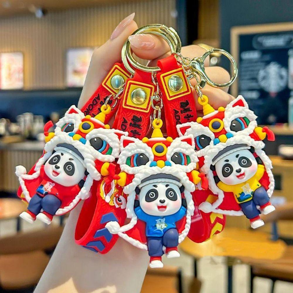 Small Pendants Year Snake Keychain Red Color Cartoon Keyring Lion Dance Doll Daily Use