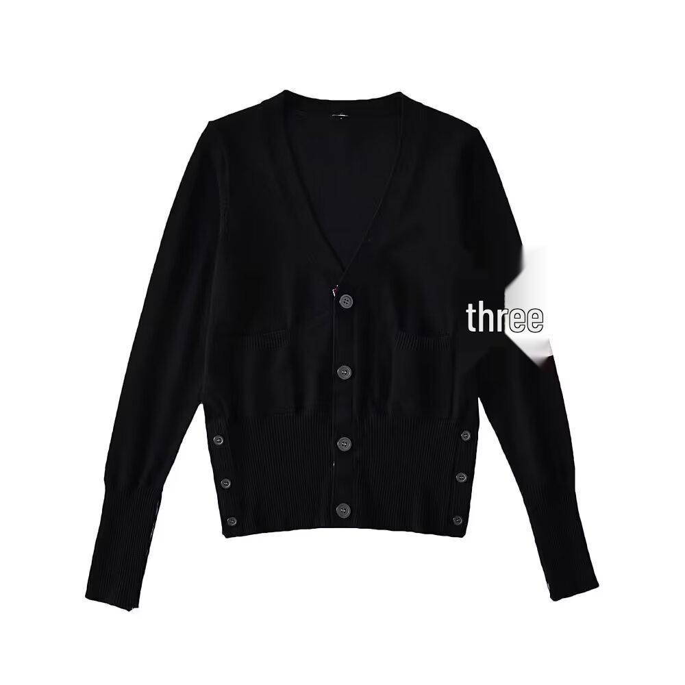 Spring French Academy V-Neck Long-Sleeve Sweater - Casual, Single-Breasted with Pockets (XZ2165-26)