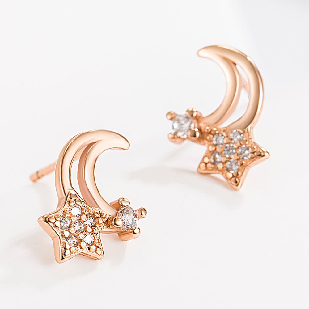 Серьги-иглы из серебра S925, звезды и луны, женские весенне-летние серьги Niche Star Moon, серьги-темпераменты