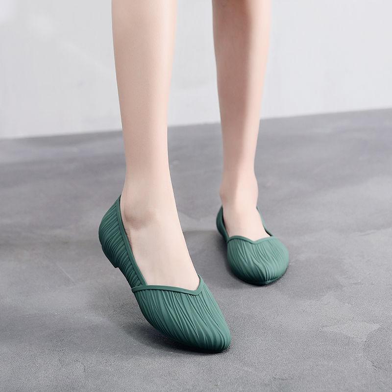 Непромокаемая обувь с низким берцем, резиновые сапоги, женская летняя рабочая резиновая обувь, модная обувь, нескользящие сандалии с мелким носком