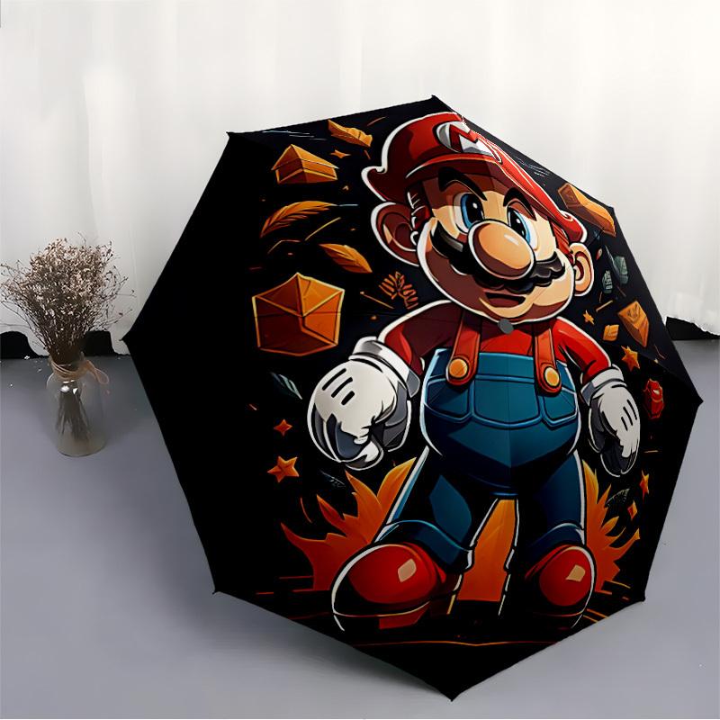 1pc Mario Adventure Automatic Open/close Folding Portable Cute Cute Umbrella with 8-Ribs Structure for Women/Men, All-Season Use a0901060