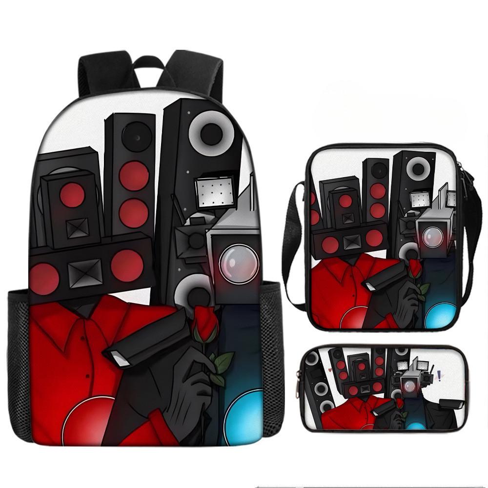 Cartoon Skibidi Toilet Printed Backpack Child Schoolbag Shoulder Bag Pencil Bag