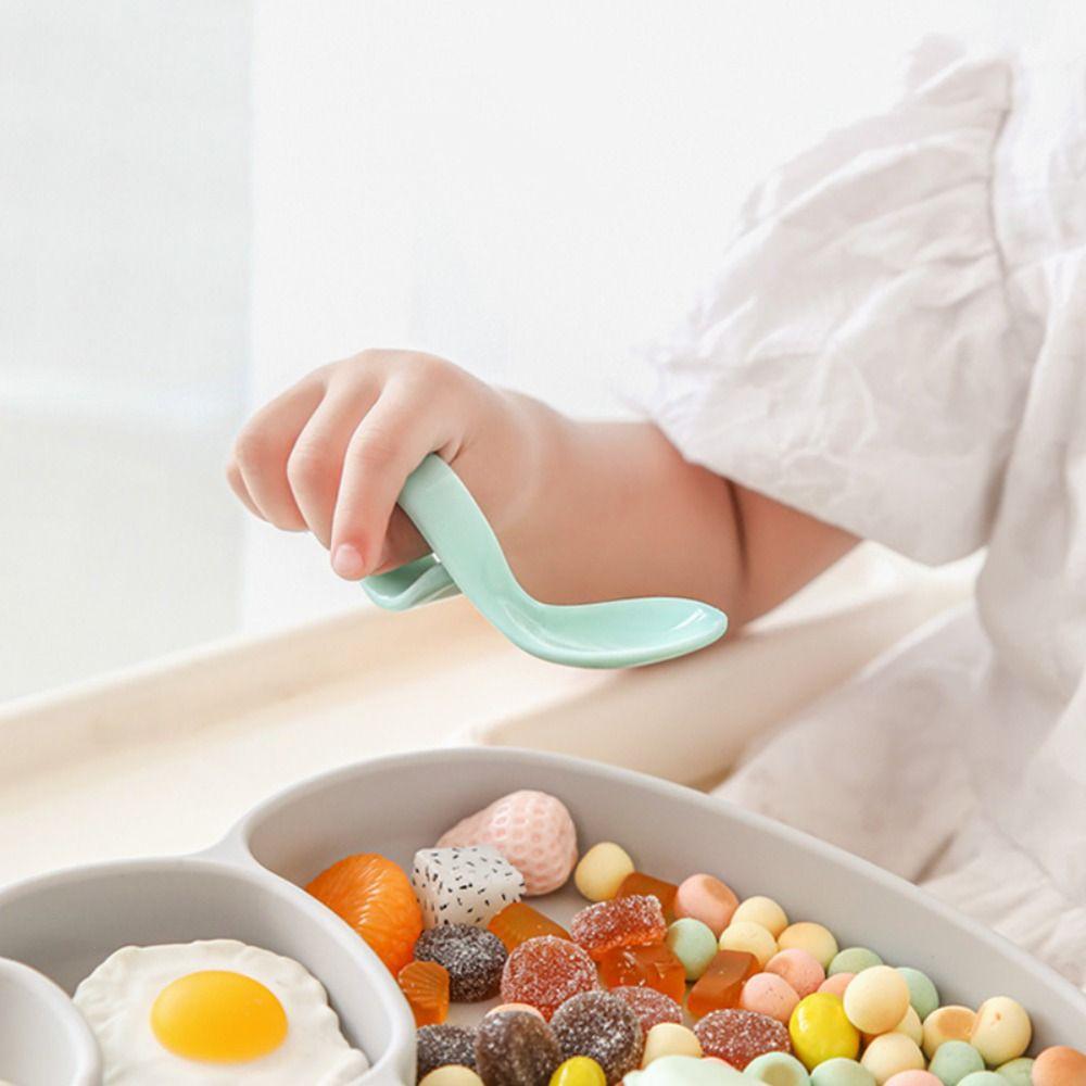 Fork Children Tableware Infant And Child Eat Training Auxiliary Spoon Baby Spoon Fork Elbow Spoon