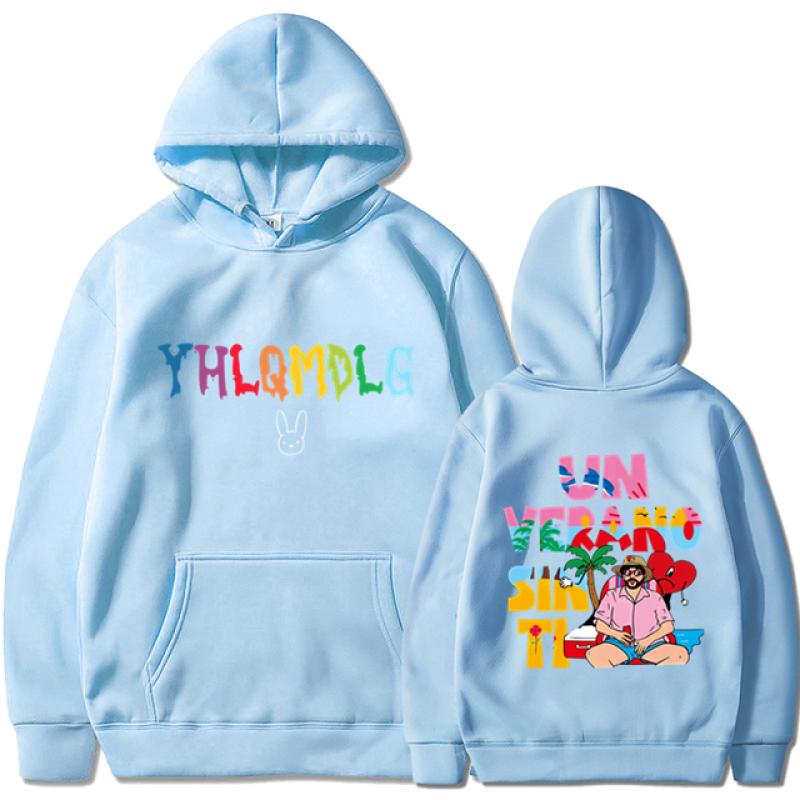 Bad Bunny UN VERANO SIN TI Графическая толстовка с двусторонним принтом, мужские и женские толстовки большого размера, пуловер унисекс, уличная одежда, пальто