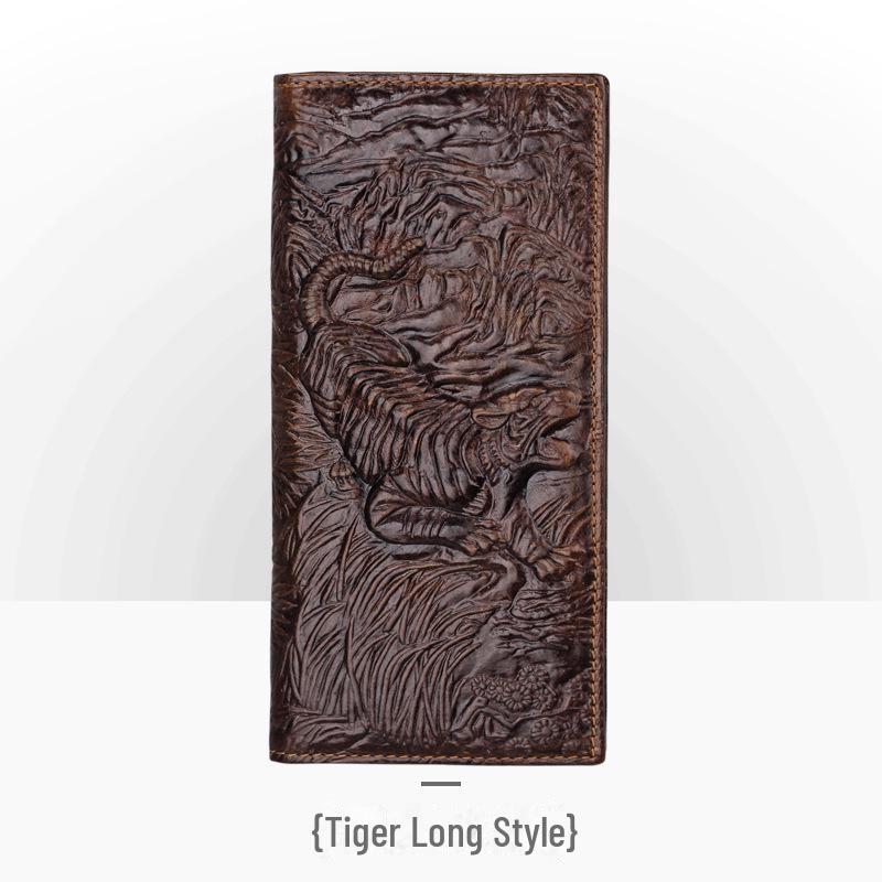 Мужской ретро-кошелек из натуральной кожи с тисненым вручную узором под крокодила, длинный, большой вместимости, с отделениями для нескольких карт.