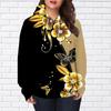 Womens Fashion Golden Flowers Print Loose Hoodie Tops Blouse Sweatshirt Casual Long Sleeve Pullover Tops
