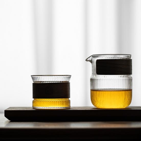 Чашка чая Многоцелевое полупрозрачное термостойкое стекло с деревянным противоожоговым корпусом Ежедневное использование