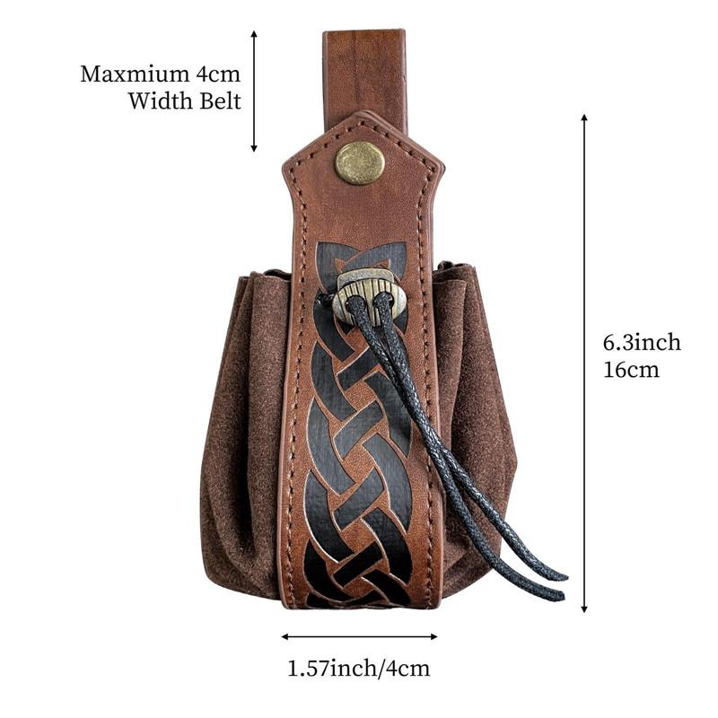 Сумка на пояс из искусственной кожи викинга, кошелек для монет на шнурке, средневековая винтажная сумка для игральных костей