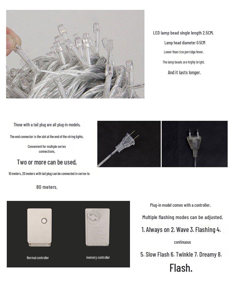 Waterproof LED Star String Lights for Christmas, New Year, Wedding & Outdoor Festivals