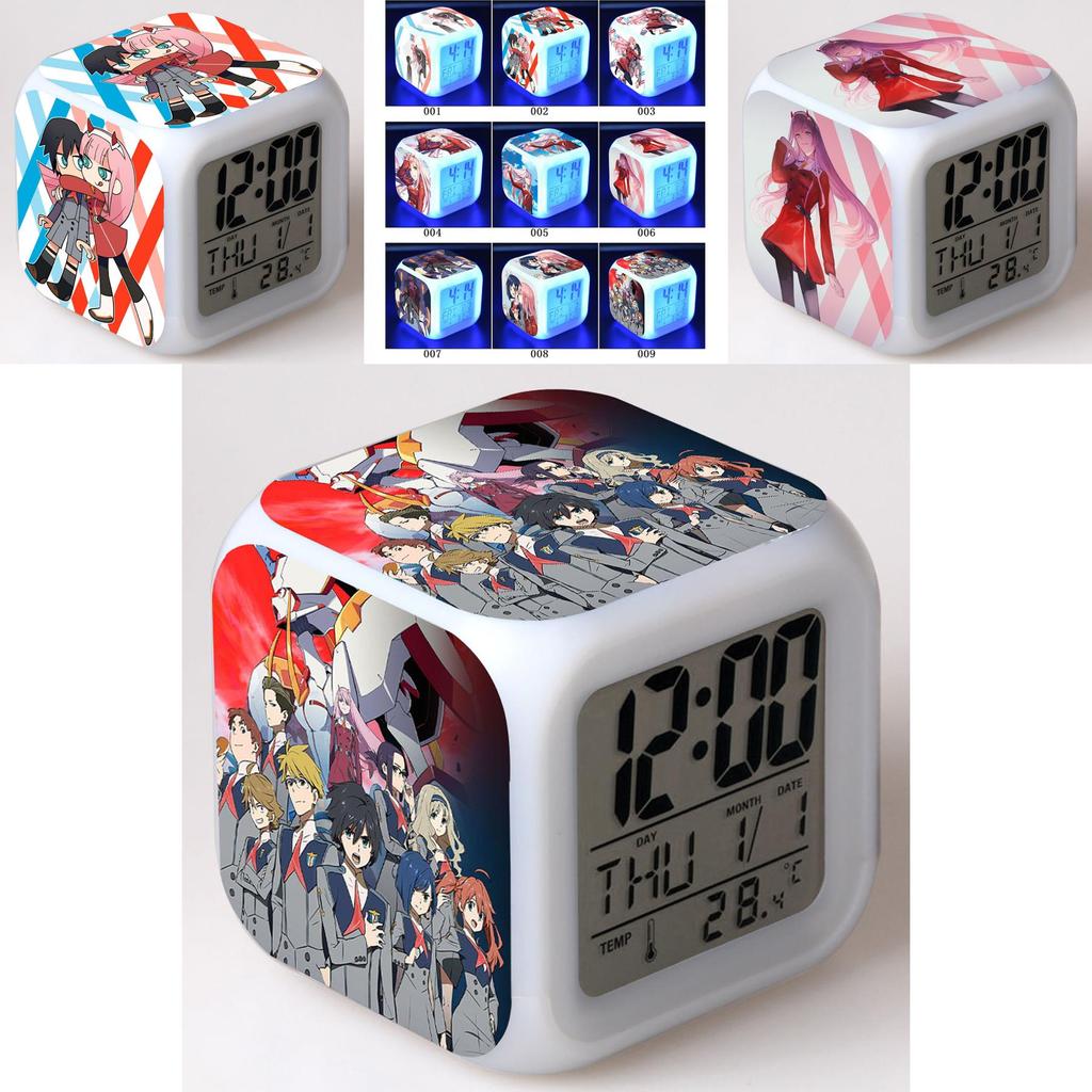 Charming Darling In The Franxx Multi-function 7color Led Alarm Watch Clock Ideal For Gifting