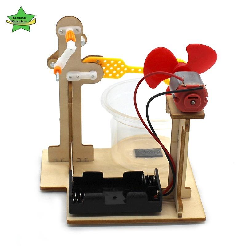 1 Set Early Learning Toy Technology Wooden Diy Hand Cranked Bubble Machine Toy For Kids Science Experiment Teaching Aids