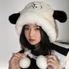 New Versatile Plush Hat Lei Feng Hat Cute Big Eyed Puppy Hat for Women In Winter Warm Riding with Velvet Ear Protection