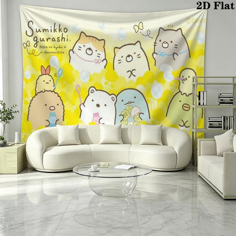 Sumikko Wall Tapestry Aesthetic Wall Hanging Printed Fabric Blanket Decorative Tapestries for Bedroom Living Room Home Decor