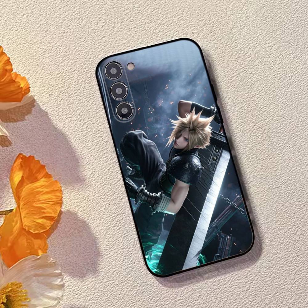Чехол для телефона F-FINAL F-FANTASY Cloud Strife для Samsung Galaxy A73, A72, A71, A70, A53, A52, A51, Другие Мягкий черный чехол