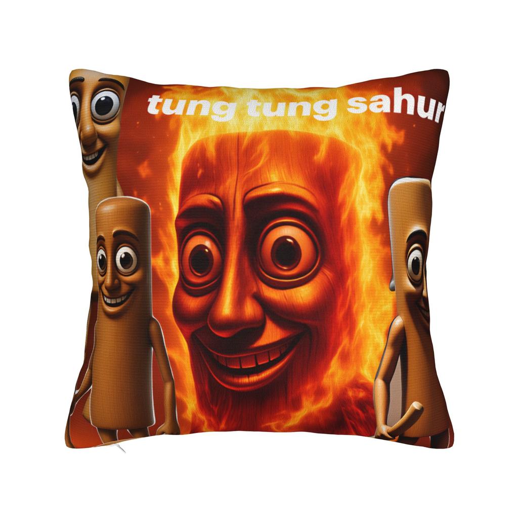 Pillow Cover Tung Tung Tung Sahur Bootleg Brainrot Italian Brainrot Meme Trendy Pillow Case For Living Room Chair Pillowcases