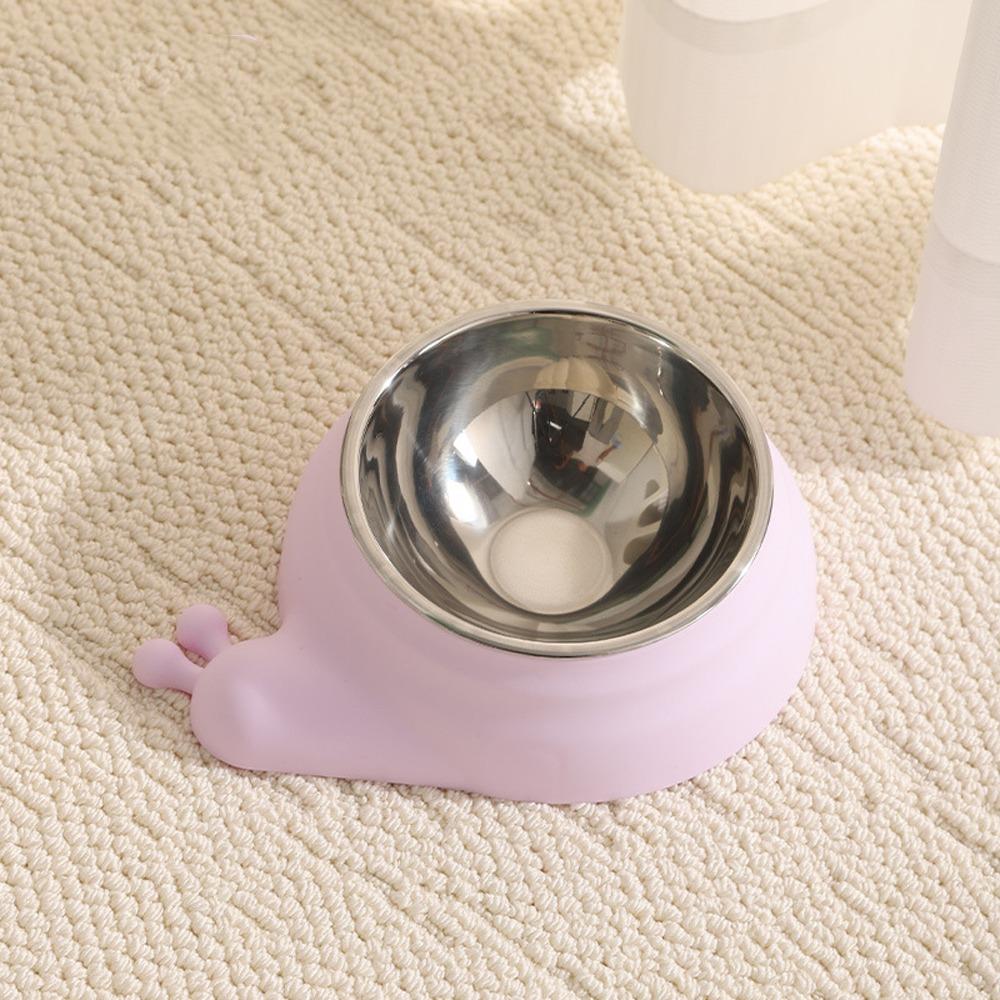 Stainless Steel Pet Cat Feeder Bowl Snail Shap Anti-leakage Cat Water Feeder Anti-spill Non-slip Food Water Bowls For Dogs Cats