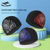 Men's Large Flame Style Swim Cap, Ear Protection, High Elasticity, Fashion Fabric, Comfortable Fit