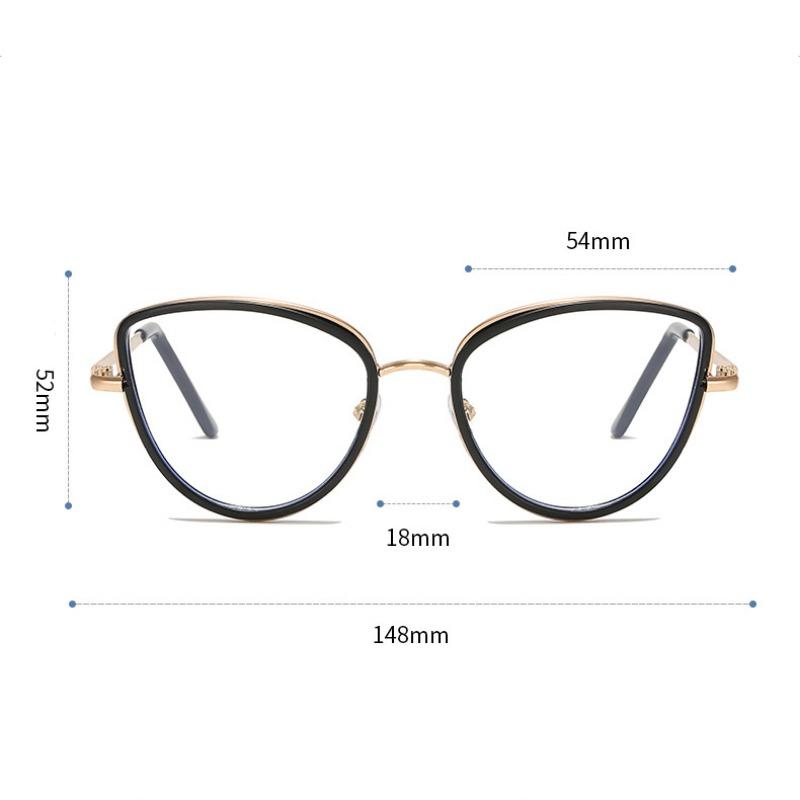 Новые модные очки «кошачий глаз» с защитой от синего света для женщин, компьютерные очки с металлической оправой, прозрачные винтажные треугольные очки для мужчин