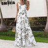 GMXIA Women's Fashion Summer Spring Floral Print Sleeveless U-Neck Casual Dresses
