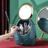 Drawer-Type Cosmetic Organizer with LED Light Mirror Portable Desktop Dustproof Storage Box for Skincare Makeup