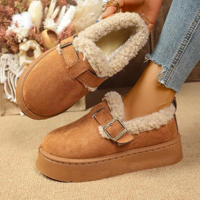 Мода 2025 Новые женские зимние плюшевые модные ретро хлопковые ботинки Женские удобные уличные ботильоны на плоской платформе Женские