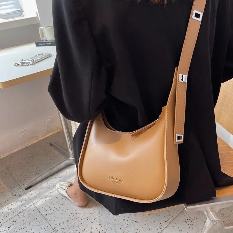 Yogodlns Винтажная однотонная сумка через плечо в форме полумесяца для женщин, новая сумка через плечо из мягкой кожи