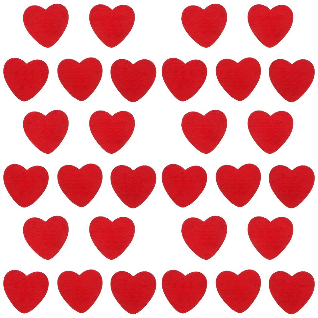 50Pcs Self Adhesive Wooden Heart Stickers for Valentine's Day Wedding Craft Scrapbook Gift Decoration Wooden Red Heart Sticker