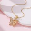 New Niche Design Retro Butterfly Micro-Inlaid Zircon Pendant Necklace Women'S Fashion Collarbone Chain