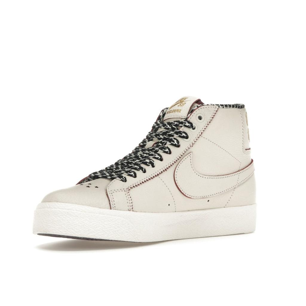 Welcome Skateboarding X Nike Zoom Blazer Mid SB Casa Welcome Madrid Men Sneakers Cream Sail Dark-Beetroot FQ0795-100