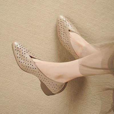 Осень новые остроносые простые классические дырки полые дышащие рабочие Дуду одинарные туфли женские