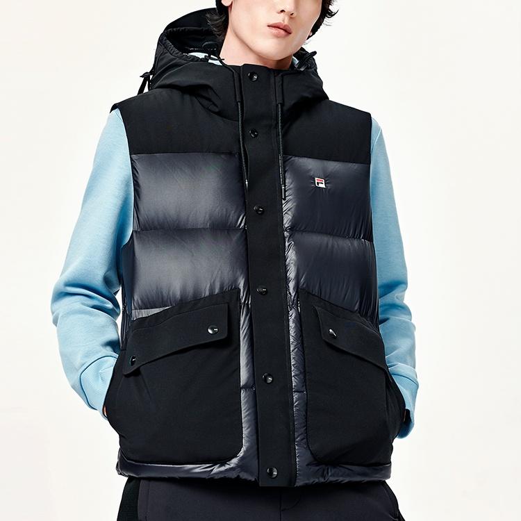 FILA Down Vests Men's Jet Black Hooded Non Detachable Moderate Other F11M148906F-BK