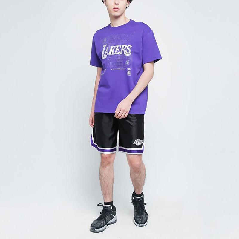 Nike NBA Courtside Los Angeles Lakers Lacing Basketball Training Sports Shorts Black Men's CV3938-010