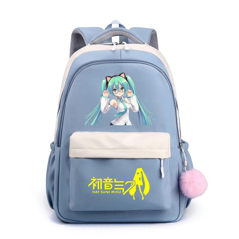 Аниме Периферийные товары Hatsune Future Школьный рюкзак Рюкзак Мультяшный рюкзак Конфетный цвет Большая вместимость Студенческий школьный рюкзак Канцелярские товары