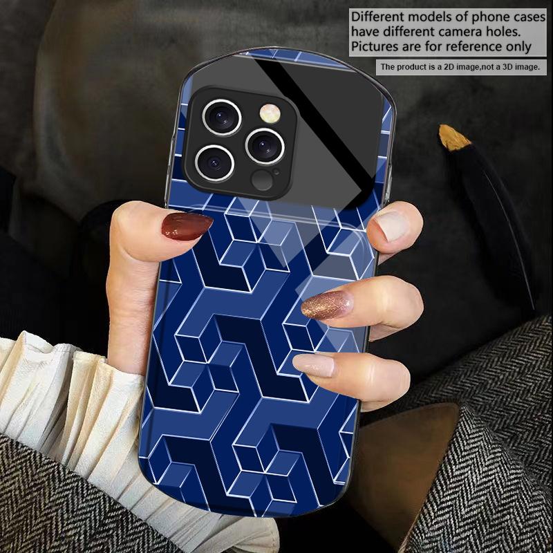 Абстрактная геометрическая сетка Для iPhone 17 16 15 14 Pro 13 Plus 12 mini 11 Pro Max XR X S 7 8 Эллиптический закаленный стеклянный чехол для телефона