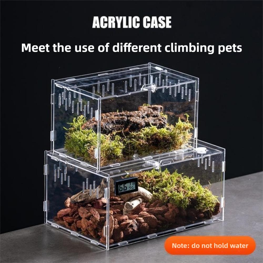 Anti-Escape Reptile Habitat Clear Spider Feeding Case Durable Lizard Breeding Box for Chameleon