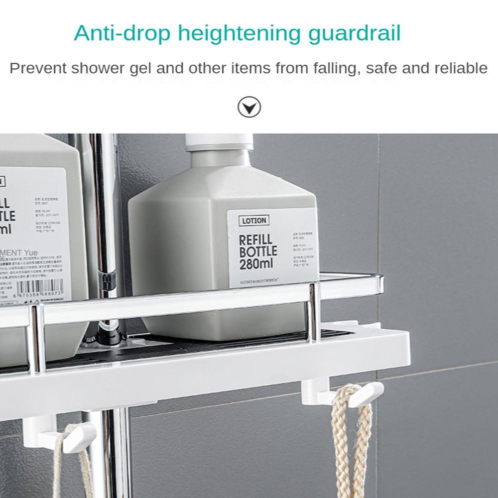 Punch-free Shower Rod Rack Bathroom Lift Rod Bracket Bathroom Shelf Shower Storage Hanging Basket