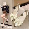 Fashion Comfort Shoes for Women Sandals Stiletto Heels New Summer Girls Retro High Bow Pointed Closed New Spring Pumps Butterfly-knot S